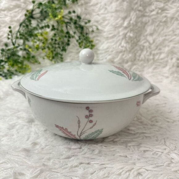 Porzellanfabrik Arzberg Lidded Porcelain Casserole Dish Floral Print Germany New - Picture 1 of 8